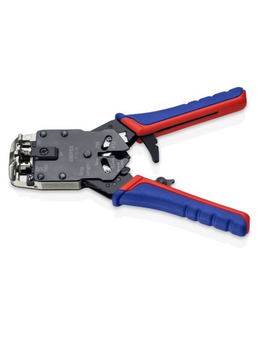 Alicate para crimpar conectores Western con fundas multicomponentes bruñido 200 mm (cartulina autoservicio/blíster) KNIPEX 97 5
