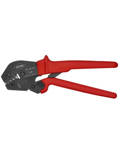 Alicate para crimpar terminales también para trabajar a dos manos con fundas de plástico antideslizantes bruñido 250 mm KNIPEX
