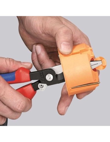 Alicate para instalaciones eléctricas recubiertos de plástico negro atramentado 200 mm (cartulina autoservicio/blíster) KNIPEX