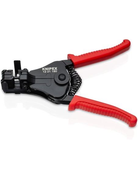 Alicate pelacables con cuchillas de forma precisa con fundas de plástico negro, lacado 180 mm (cartulina autoservicio/blíster)