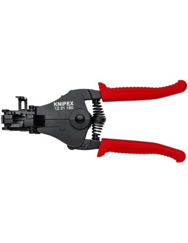 Alicate pelacables con cuchillas de forma precisa con fundas de plástico negro, lacado 180 mm (cartulina autoservicio/blíster)