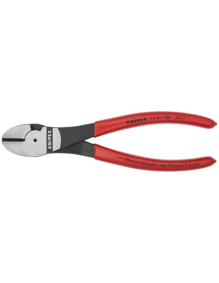 Alicates de corte diagonal de fuerza recubiertos de plástico negro atramentado 180 mm (cartulina autoservicio/blíster) KNIPEX 7