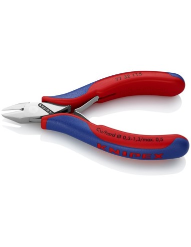 Alicates de corte diagonal para electrónica con fundas multicomponentes 115 mm (cartulina autoservicio/blíster) KNIPEX 77 32 11