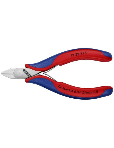 Alicates de corte diagonal para electrónica con fundas multicomponentes 115 mm (cartulina autoservicio/blíster) KNIPEX 77 32 11