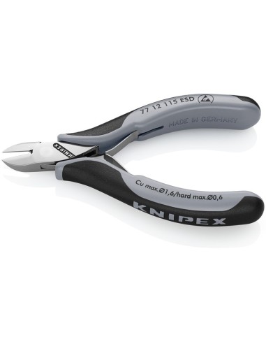 Alicates de corte diagonal para electrónica ESD con fundas multicomponentes 115 mm KNIPEX 77 12 115 ESD