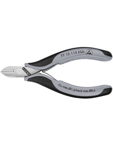 Alicates de corte diagonal para electrónica ESD con fundas multicomponentes 115 mm KNIPEX 77 12 115 ESD