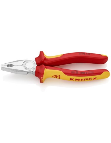 Alicate universal aislados con fundas multicomponentes, según norma VDE cromado 180 mm (cartulina autoservicio/blíster) KNIPEX