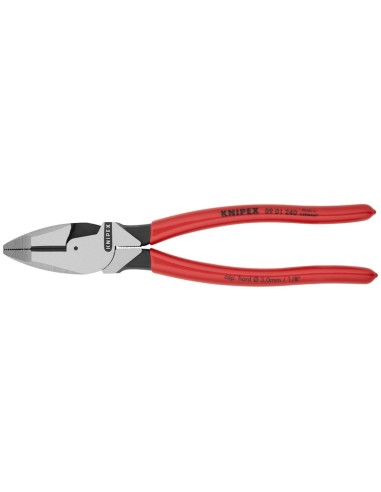 Alicate universal de fuerza Lineman modelo americano recubiertos de plástico antideslizante negro atramentado 240 mm KNIPEX