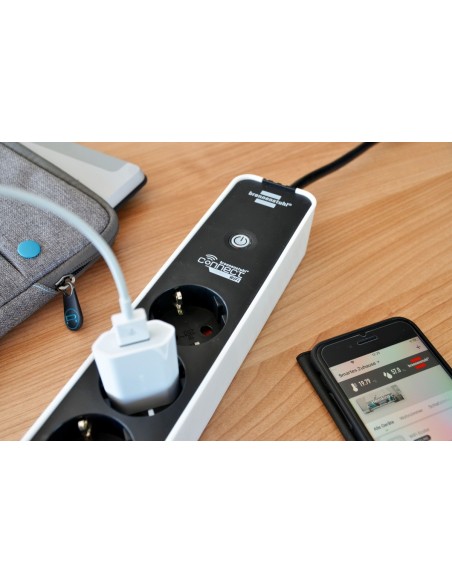 Base de tomas múltiples inteligente Ecolor compatible con brennenstuhlConnect WiFi