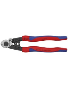 Cortacables para cable trenzado forjado con fundas multicomponentes 190 mm (cartulina autoservicio/blíster) KNIPEX 95 62 190 SB