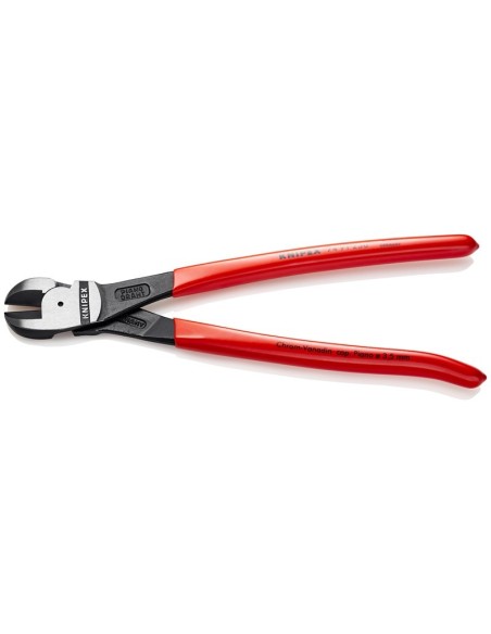 Cortador central de fuerza recubiertos de plástico negro atramentado 250 mm (cartulina autoservicio/blíster) KNIPEX 74 91 250 S