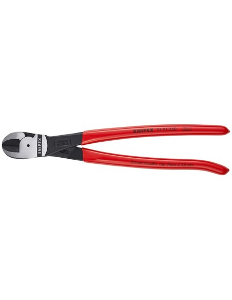 Cortador central de fuerza recubiertos de plástico negro atramentado 250 mm (cartulina autoservicio/blíster) KNIPEX 74 91 250 S