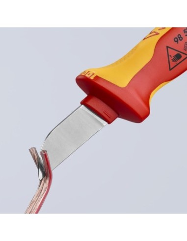 Cuchillo para cable mango aislante en dos componentes, según norma VDE 190 mm KNIPEX 98 52