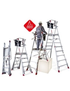 PLS | Escalera con amplia plataforma y altura regulable
