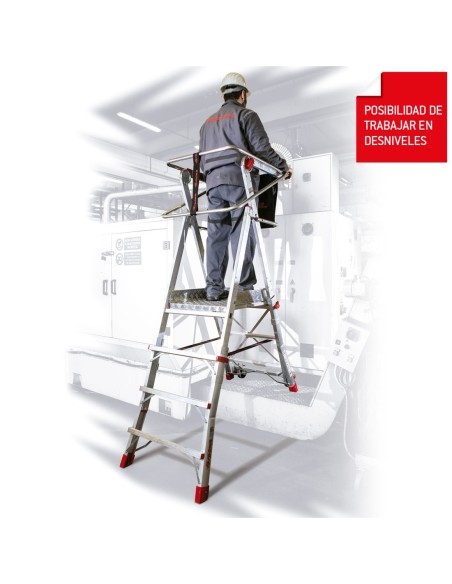PLS | Escalera con amplia plataforma y altura regulable