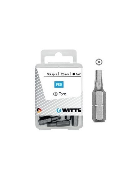 Puntas Torx de seguridad de 25 mm en cajita de plástico