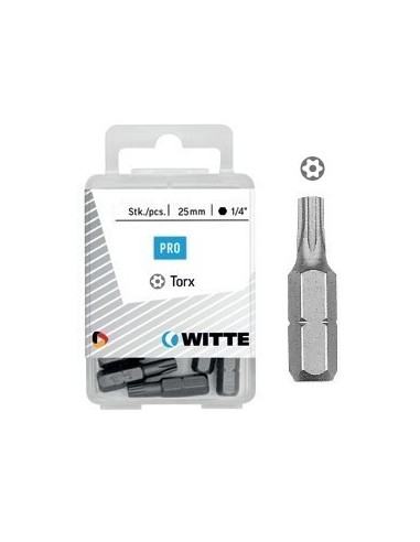 Puntas Torx de seguridad de 25 mm en cajita de plástico
