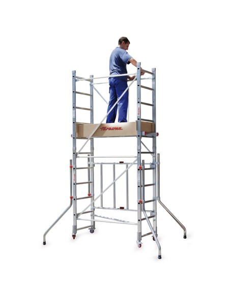 RAPIDO 140 | Andamio de aluminio con ruedas y plataforma de 140x60 cm.