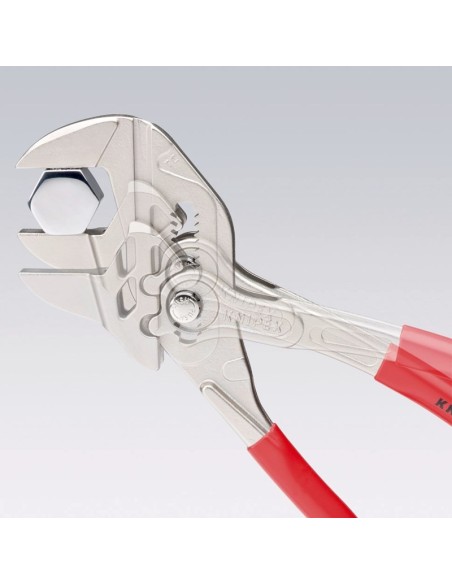 Tenaza llave alicate y llave en una sola herramienta recubiertos de plástico cromado 150 mm (cartulina autoservicio/blíster) KN
