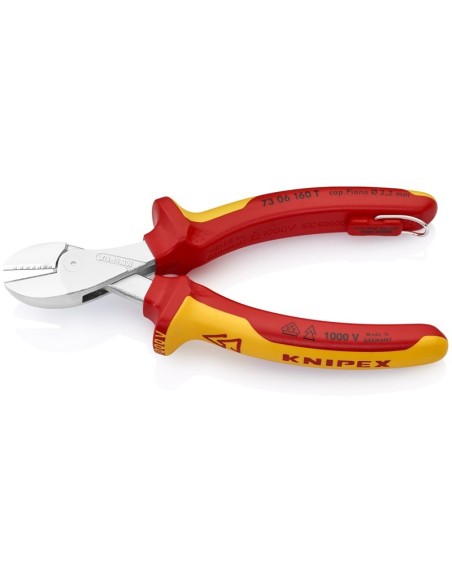 X-Cut Alicate de corte diagonal compacto Aislado con fundas multicomponente, homologado por VDE con anilla de fijación aislad