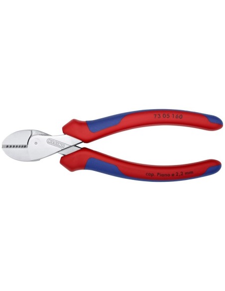 X-Cut Alicate de corte diagonal compacto gran efecto palanca con fundas multicomponentes cromado 160 mm KNIPEX 73 05 160
