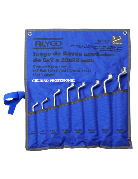ALYCO 190090 Juego de 8 llaves de doble estrella acodada
