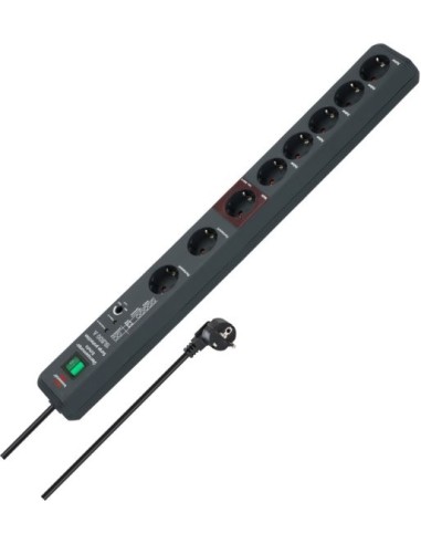 Base de tomas múltiples Secure-Tec con protección contra subidas de tensión y función Master/Seguidor con 2 tomas perman