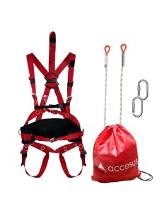 Kit EPIS BASIC modelo 3 compuesto por Arnés de seguridad A50B, eslinga 1 m, 2 mosquetones AA011 y bolsa BLS3164NE.