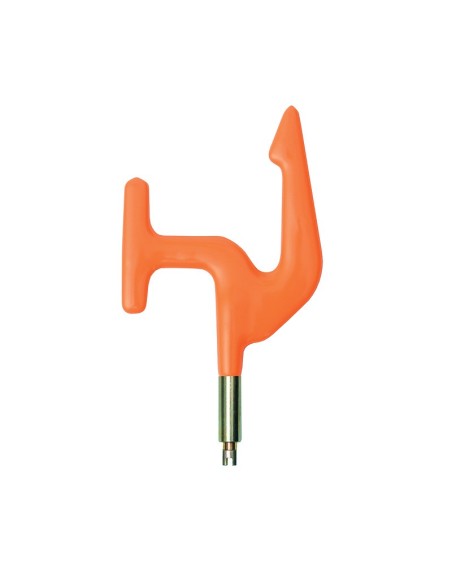 Gancho de cuelgue con tornillo para montaje de pértigas. Cabezal tipo UDI. Peso: 0,25 Kg. Con cobertura aislante.