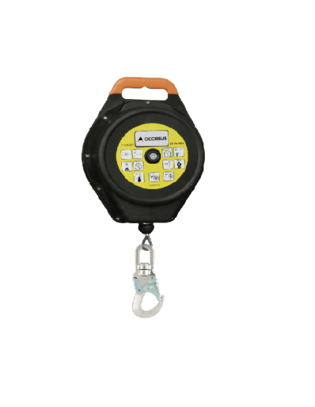 Anticaídas Retráctil con cable de acero galvanizado Ø4 mm. Longitud de 20 m. Carcasa de plástico. EN 360