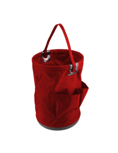 Bolsa porta herramientas de lona con bolsillo exterior. Medidas: 40 x 30 x 30 cm. Capacidad: 25 litros.