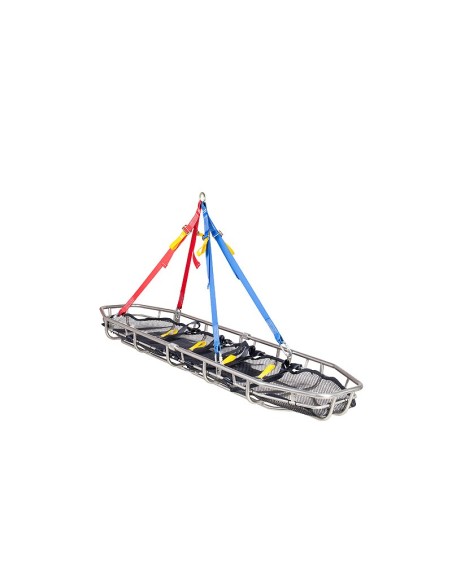 Camilla de estructura tubular con rejilla y tabla rigidizadora de plástico. Desmontable en 2 mitades mediante sistema roscado.