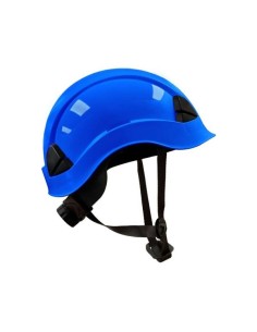 Casco con ventilación, visera corta. Con barboquejo y número de serie. Aislamiento eléctrico. Color azul. EN 397 - EN50365.