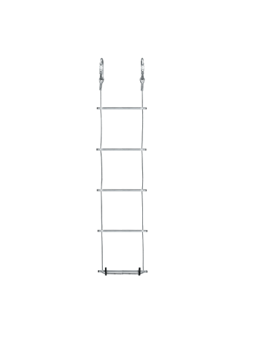 Escalera de cable de acero galvanizado y peldaños de aluminio. Longitud: 5 m.
