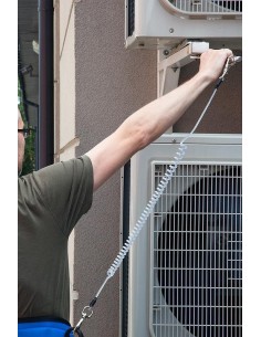 Porta herramientas elástico de cable de acero galvanizado de Ø4,5 mm plastificado. Longitud de 63 cm con elongación máxima de