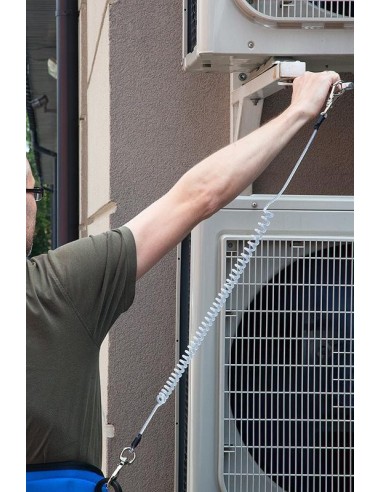 Porta herramientas elástico de cable de acero galvanizado de Ø4,5 mm plastificado. Longitud de 63 cm con elongación máxima de