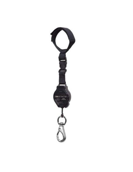 Porta herramientas retráctil de muñeca con bloqueo. Máx. longitud: 115 cm. Carga máxima 0,25 Kg.