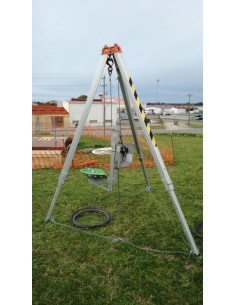 Trípode con silla manual de elevación por cable para personas, el elevador va instalado en la silla , no en el trípode. Sistema 2