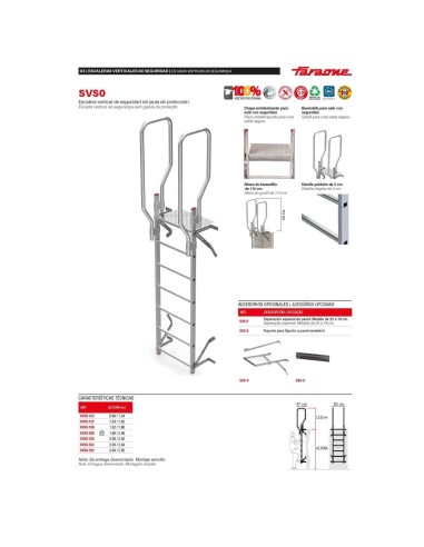 SVS0 | Escalera vertical de seguridad sin jaula de protección