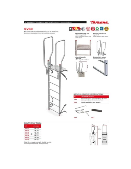 SVS0 | Escalera vertical de seguridad sin jaula de protección
