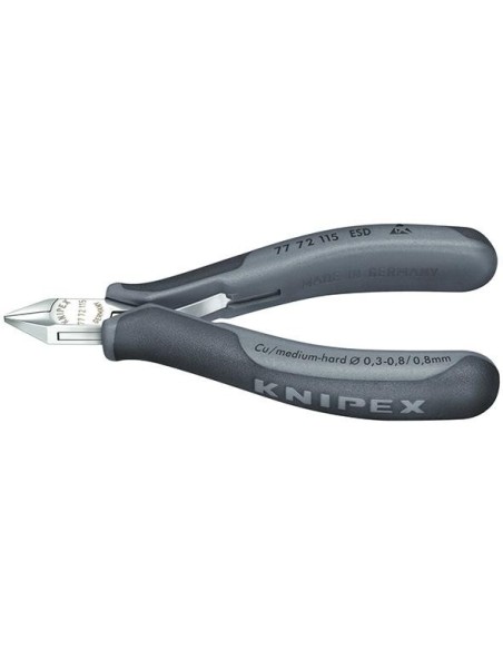 Cortaalambres electrónicaESD mini-punta puntiagudac/ bisel pequeño 115mm KNIPEX