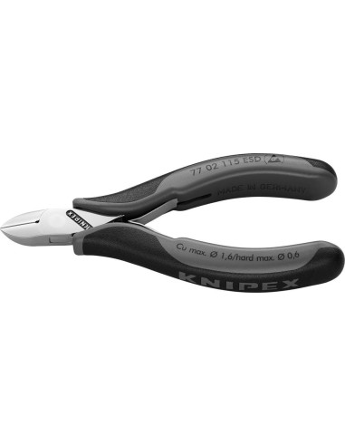 Cortaalambres electrónicaESD punta redonda biselado ligeramente 115mm KNIPEX