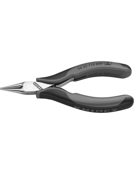 Alicates de montaje electrónica ESD mordazas redondas puntiagudas 115mm KNIPEX