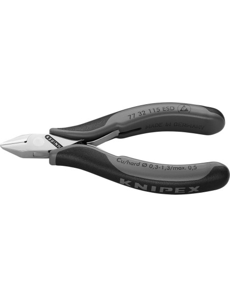 Cortaalambres electrónicaESD puntiagudo biselado ligeramente 115mm KNIPEX