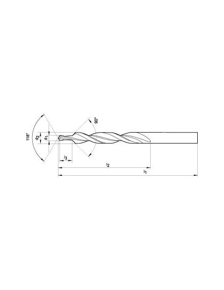 Broca escalon mltp guías DIN8374 HSS 90grados M4