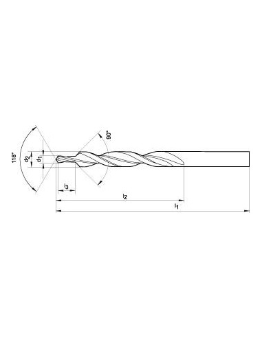 Broca escalon mltp guías DIN8374 HSS 90grados M10