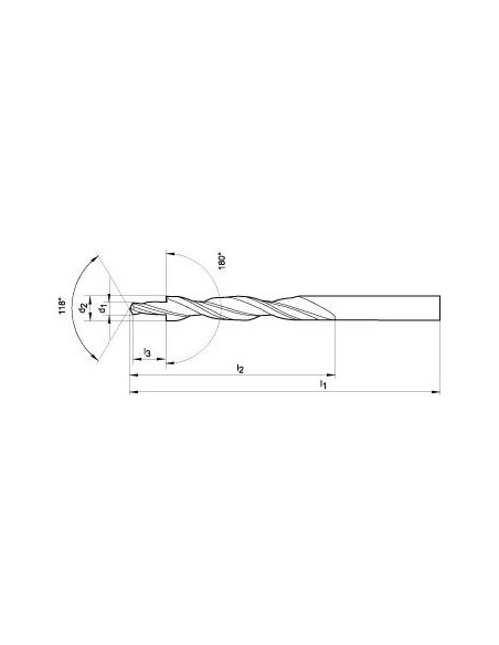Broca escalon mltp guías DIN8378 HSS 180grados M6