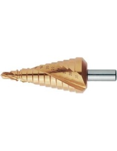 Broca escalonada univers.HSS ranurada helicoidal TiN 4-12mm