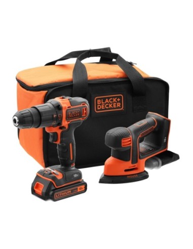 BCK23S1S-QW - Taladro Percutor 18V + Lijadora Mouse 18V con 1 batería 1,5 Ah, cargador y bolsa de transporte