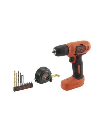 BDCD8GPA-QW - Taladro Atornillador Ultra Compacto 7,2V 1,5Ah Litio con 10 accesorios, flexómetro y bolsa de transporte